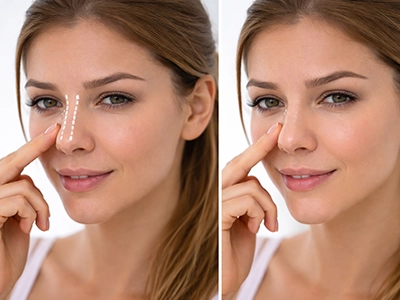 عمل بینی با خط کانتور و بدون خط کانتور