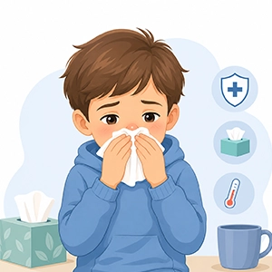Sinusitis-in-children علائم سینوزیت در کودکان شامل سرفه طولانی، ترشحات بینی، تب و خستگی